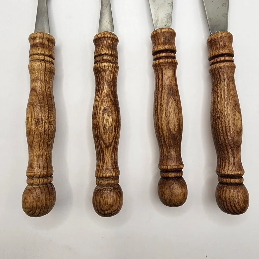 Vintage Old Homestead Stainless Steel Wood Handle Forks & Butter Knives Set of 4